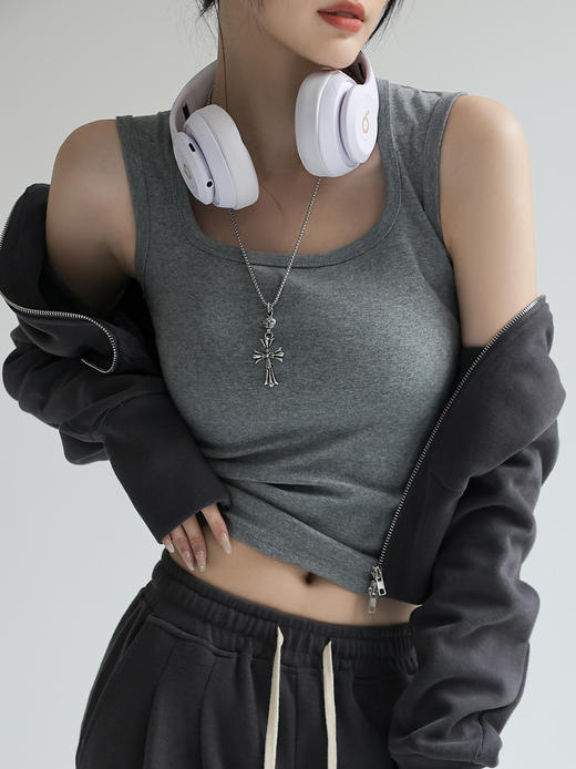 2026 新款 白色小背心女夏 内搭打底无袖吊带外穿短款上衣ZXFX2026 商品图2