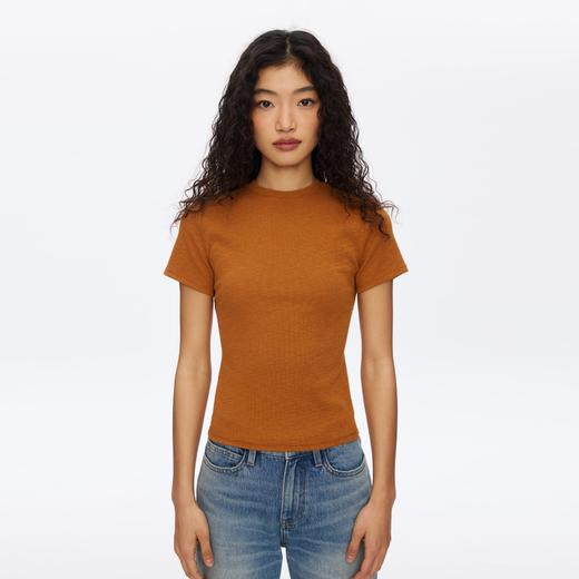 Oneup竹节纹修身短袖 商品图0