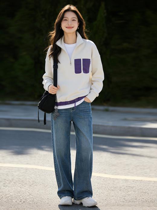 预售 臣禾	【半开襟撞色卫衣】舒适休闲上衣	9261050184 商品图4