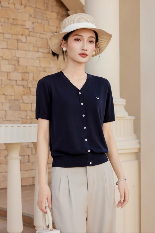 女装26春夏新品V领纽扣天丝短袖2290-20533 商品图2