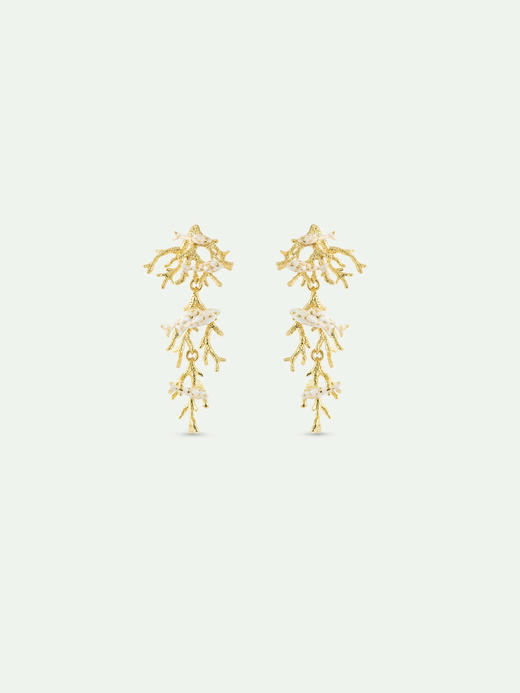 订购6周到｜Les Nereides-Golden coral and white fish-金色珊瑚 白色小鱼 耳环［法国设计师］ 商品图1