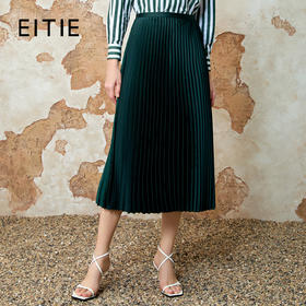 EITIE爱特爱时尚通勤气质高腰百褶长款优雅半身裙春季新款8106802