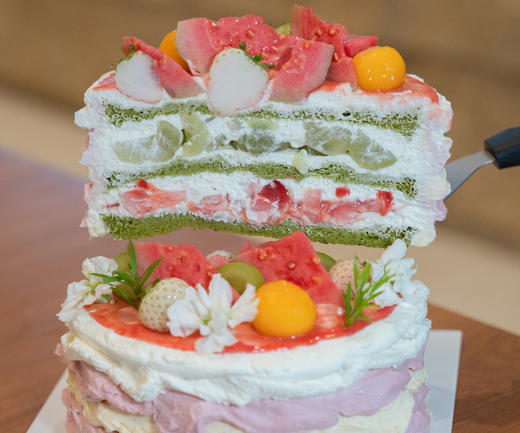 【油画芭乐】抹茶戚风胚+新鲜芭乐+阳光玫瑰青提+芭乐果酱（提前一天预定） 商品图3