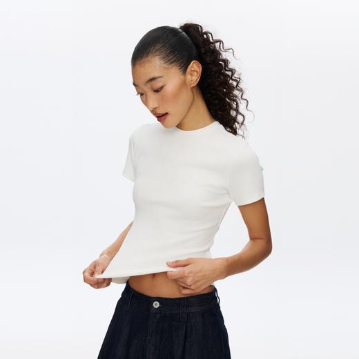 Oneup竹节纹修身短袖 商品图3