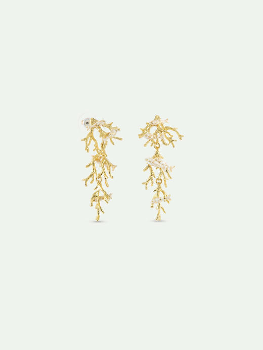 订购6周到｜Les Nereides-Golden coral and white fish-金色珊瑚 白色小鱼 耳环［法国设计师］ 商品图0