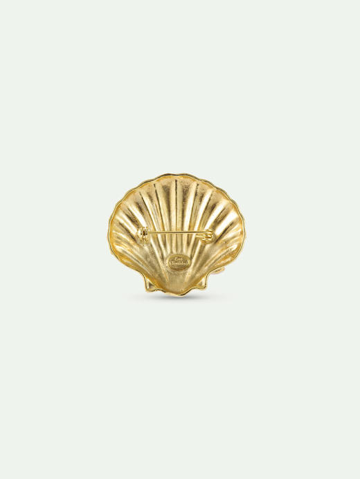 订购6周到｜Les Nereides-Golden seashell and white fish-金色贝壳 白色小鱼 胸针［法国设计师］ 商品图1