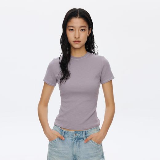 Oneup竹节纹修身短袖 商品图1