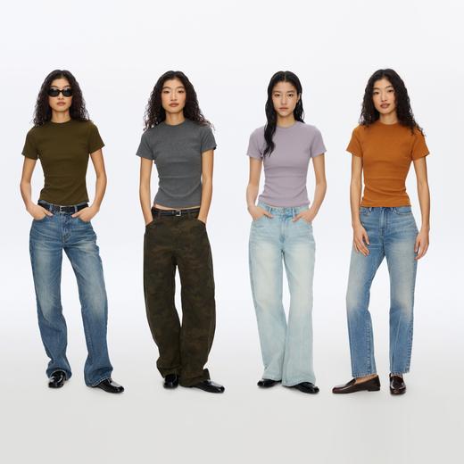 Oneup竹节纹修身短袖 商品图4