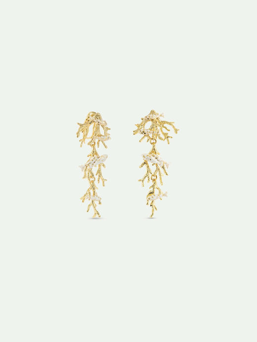 订购6周到｜Les Nereides-Golden coral and white fish-金色珊瑚 白色小鱼 耳环［法国设计师］ 商品图2