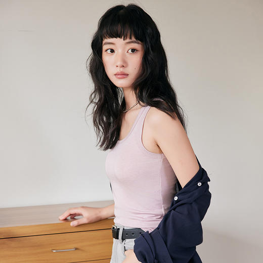 春夏纯色莱赛尔小吊带女2026新款天丝羊毛外穿背心亲肤内搭打底衫ZXFX2026 商品图3