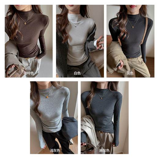 2026 新款 时尚天丝莱赛尔长袖女 半高领磨毛内搭高级感打底上衣ZXFX2026 商品图1