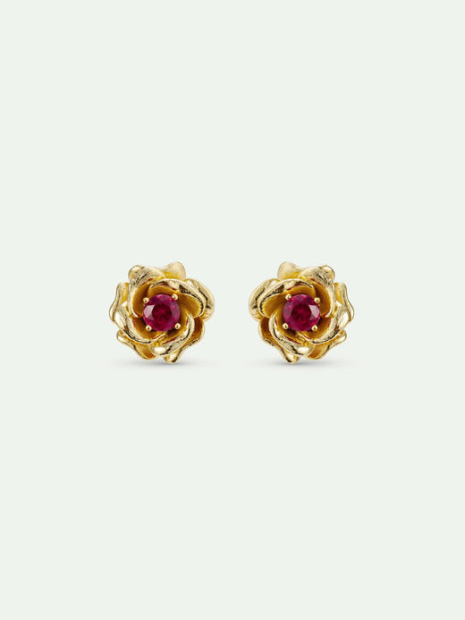 订购6周到｜Les Nereides-gold Mona Lisa roses-金色 玫瑰 粉宝石 耳钉［法国设计师］ 商品图0