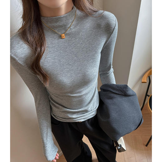 2026 新款 时尚天丝莱赛尔长袖女 半高领磨毛内搭高级感打底上衣ZXFX2026 商品图3