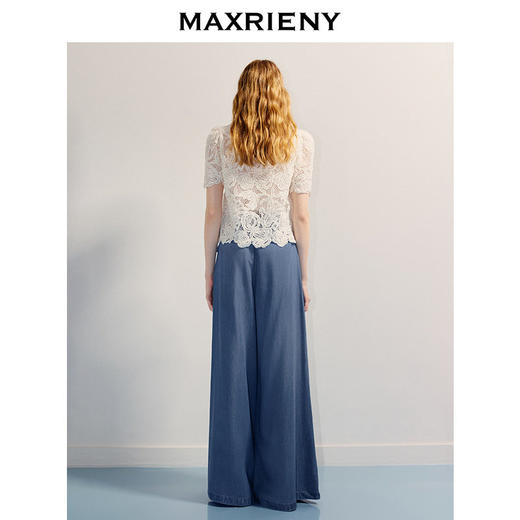 【商场同款】MAXRIENY垂坠感阔腿牛仔长裤女25夏浅牛仔蓝休闲裤(货号:MC86TR253) 商品图3