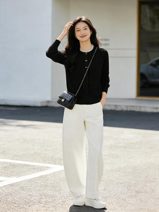 预售 臣禾	【星辰小衫】撞色木耳边新澳珠片纱套头针织衫	9261090396 商品图2