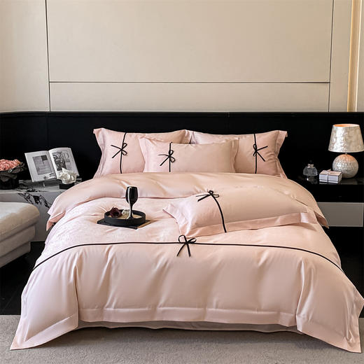 【下架】自然醒天丝棉提花拼色织带四件套NH192 商品图1