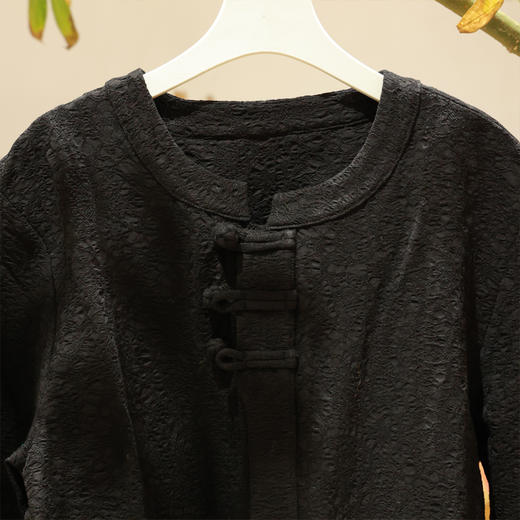 【抖音专属】盘扣衬衣（男）（19810602黑花） 商品图1