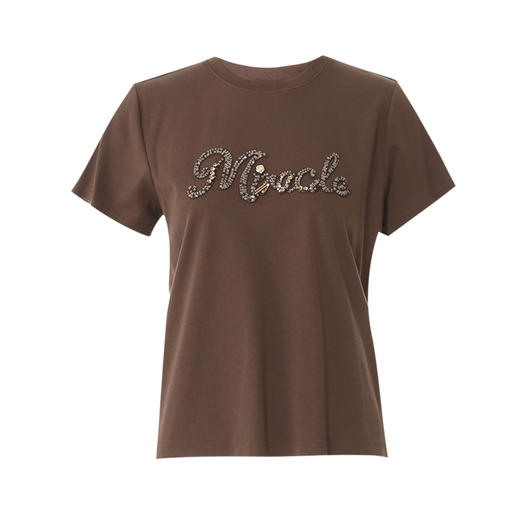 EITIE爱特爱夏季新款时尚百搭打底舒适圆领印花亮片T恤女8102801 商品图11