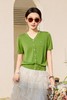 女装26春夏新品V领纽扣天丝短袖2290-20533 商品缩略图1