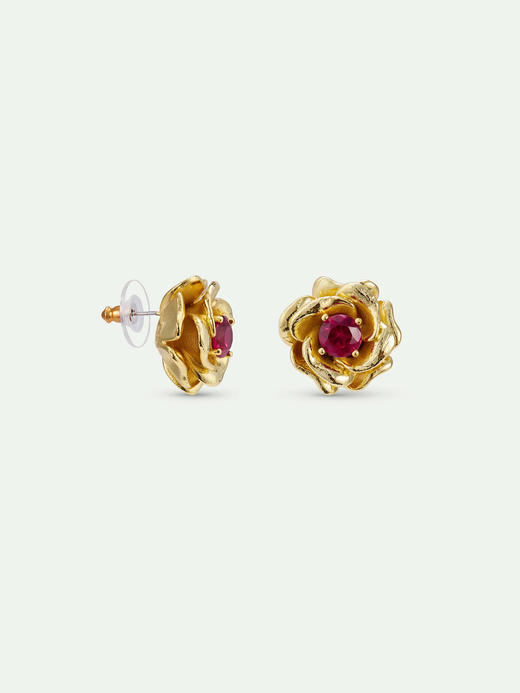 订购6周到｜Les Nereides-gold Mona Lisa roses-金色 玫瑰 粉宝石 耳钉［法国设计师］ 商品图1