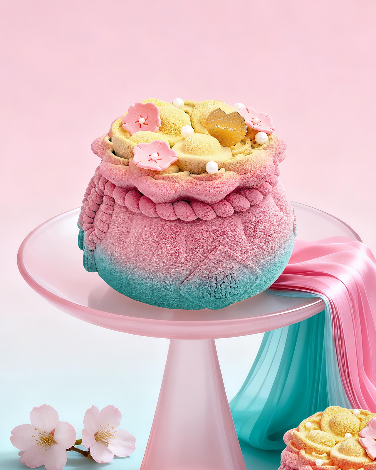 春和景明·锦福袋-抹茶樱花柑橘慕斯生日蛋糕（1.88磅）