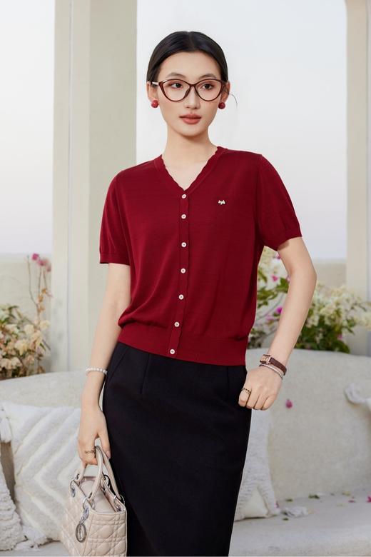 女装26春夏新品V领纽扣天丝短袖2290-20533 商品图3