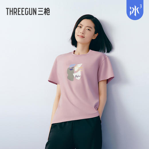 冰泉棉印花圆领落肩短袖女衫GB202624240A【A43】 商品图0