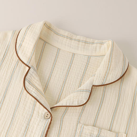 2026 新款全棉带胸垫睡衣女 夏季短袖长裤开衫 纯棉可外穿家居服套装ZXFX2026 商品图4