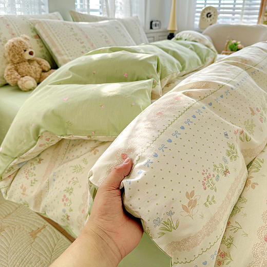 自然醒全棉印花100全棉床上四件套夏天纯棉被套床单宿舍被罩三件套床品NH161 商品图6