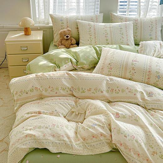 自然醒全棉印花100全棉床上四件套夏天纯棉被套床单宿舍被罩三件套床品NH161 商品图8