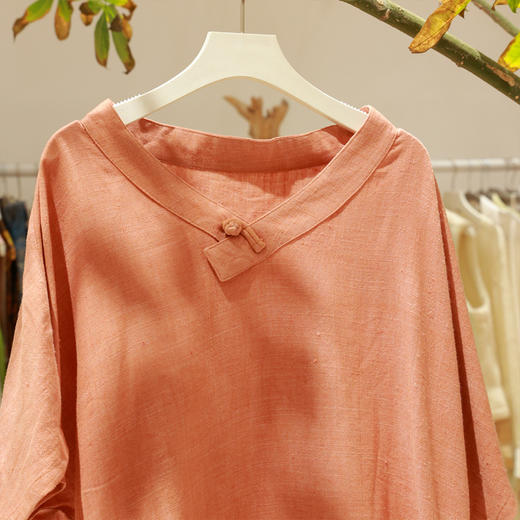 【抖音专属】盘扣短袖（男）(19708921沙桔色) 商品图1