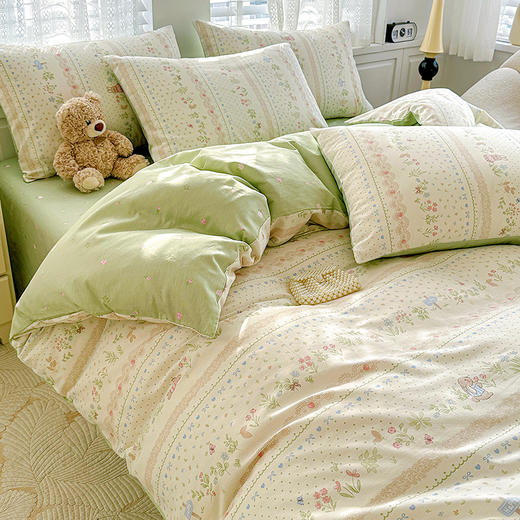 自然醒全棉印花100全棉床上四件套夏天纯棉被套床单宿舍被罩三件套床品NH161 商品图4