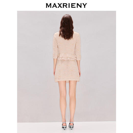 MAXRIENY浅藕粉色H型半身裙2026年夏季新款短款透气优雅针织半裙(货号:MF80SK008) 商品图3