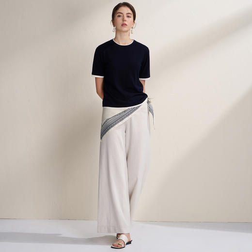 EITIE爱特爱简约撞色高级感透气凉爽圆领短袖针织T恤2026夏季新款B2601212 商品图8