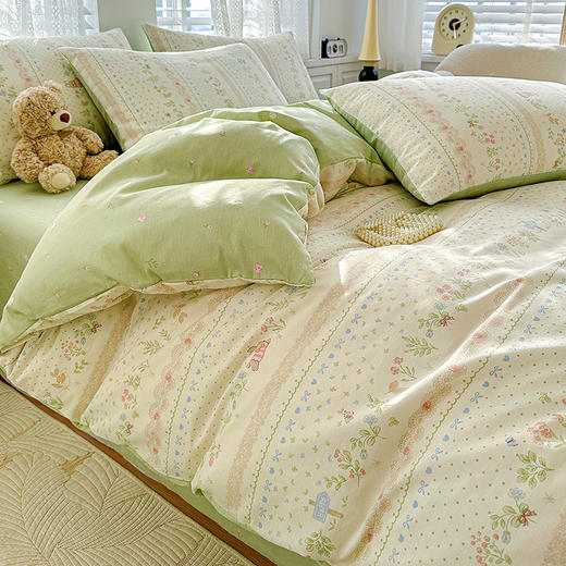 自然醒全棉印花100全棉床上四件套夏天纯棉被套床单宿舍被罩三件套床品NH161 商品图5