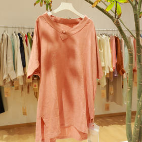 【抖音专属】盘扣短袖（男）(19708921沙桔色)