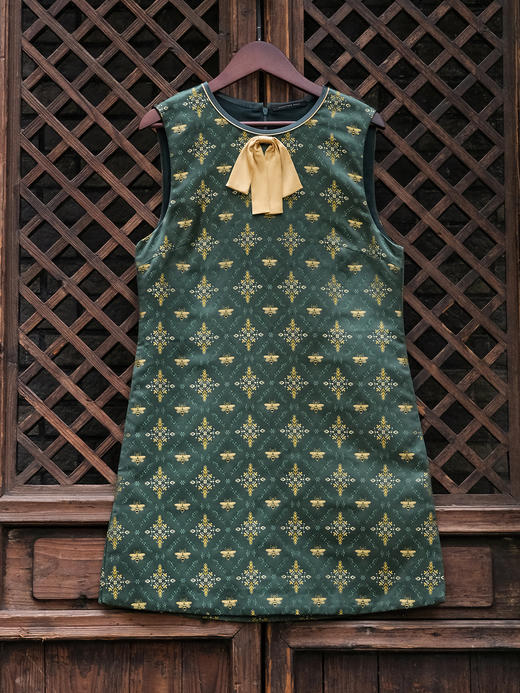 盛唐牡丹 | 叠翠流金真丝蜀锦女裙 商品图0