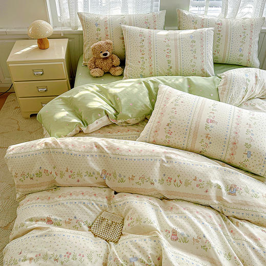 自然醒全棉印花100全棉床上四件套夏天纯棉被套床单宿舍被罩三件套床品NH161 商品图9