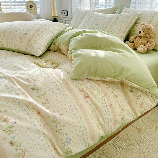 自然醒全棉印花100全棉床上四件套夏天纯棉被套床单宿舍被罩三件套床品NH161 商品图3