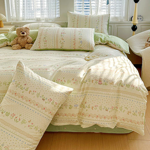 自然醒全棉印花100全棉床上四件套夏天纯棉被套床单宿舍被罩三件套床品NH161 商品图10