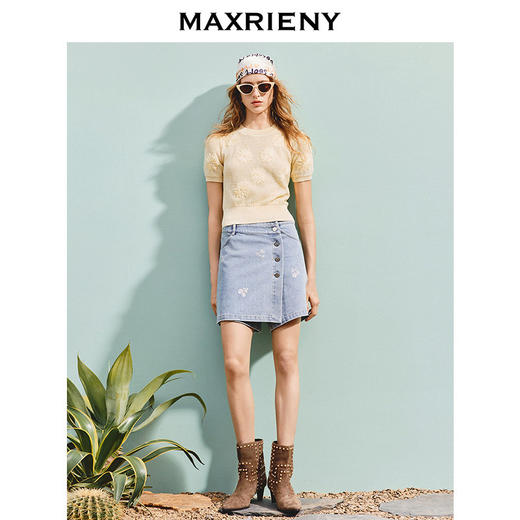 MAXRIENY精致日常套头毛针织衫25夏修身显瘦肌理感上衣女高级气质(货号:MS86SW269) 商品图1