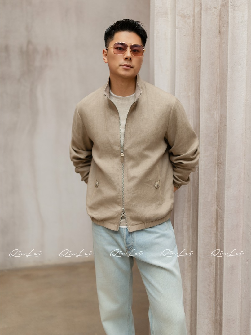 男装「天然A.C」亚麻定纺双面穿立领夹克LL-WWT0142 O2商品图1