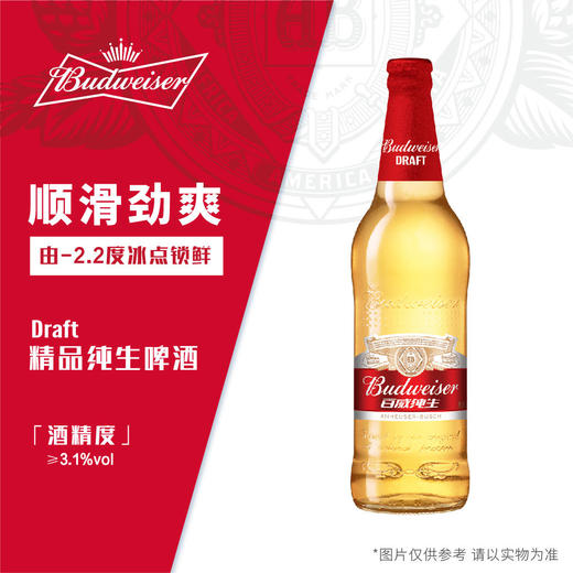 [啤酒]百威啤酒经典纯生500ml*12瓶 商品图2