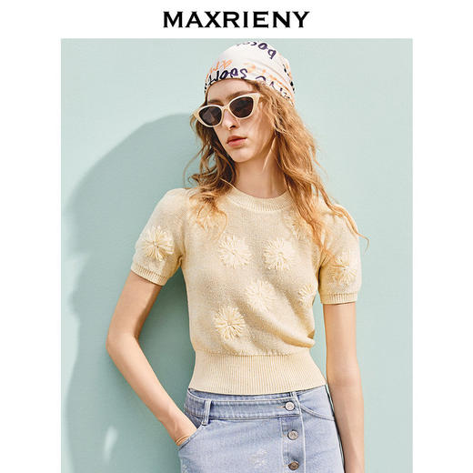 MAXRIENY精致日常套头毛针织衫25夏修身显瘦肌理感上衣女高级气质(货号:MS86SW269) 商品图2