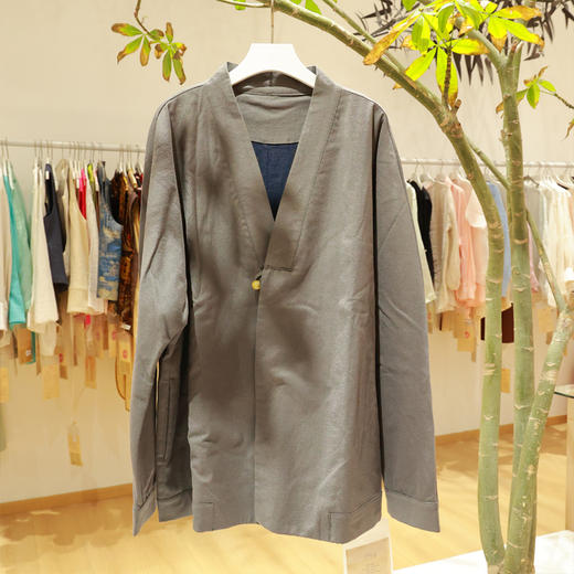 【抖音专属】新中式男款外套(19801618-细花灰) 商品图0