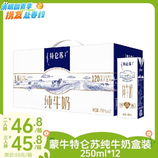 两人拼46.8元/三人拼45.8元！250ml*12蒙牛特仑苏纯牛奶盒装 限定牧场 醇正营养RUI 商品图0