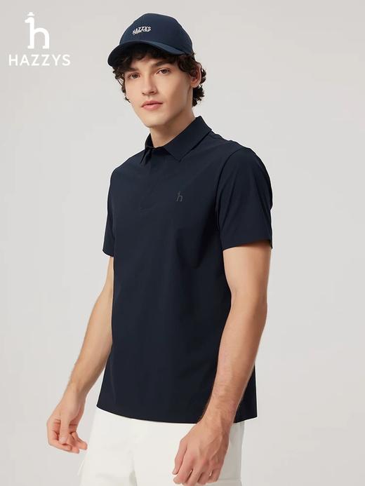 HAZZYS哈吉斯夏季男士休闲通勤时尚纯色翻领POLO衫 商品图3