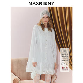 MAXRIENY法式甜美感宽松H型衬衫连衣裙2025秋款波西米亚风中长裙(货号:MS86DR294)
