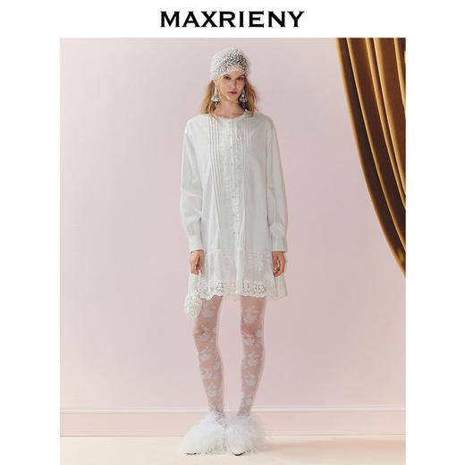 MAXRIENY法式甜美感宽松H型衬衫连衣裙2025秋款波西米亚风中长裙(货号:MS86DR294) 商品图1