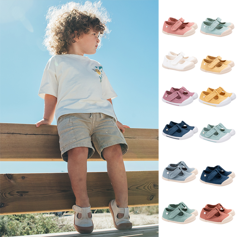 igor 26SS新款 西班牙进口春夏儿童玛丽珍帆布鞋T字魔术贴一脚蹬